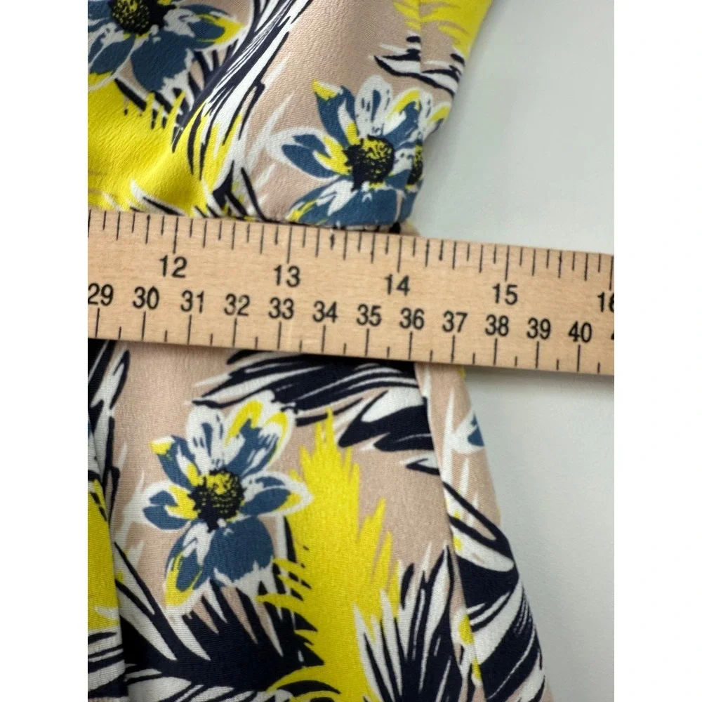 J.Crew Women Yellow Navy Tropical Floral Palm Leaf Lined Sheath Dress Size 6 - Picture 4 of 8